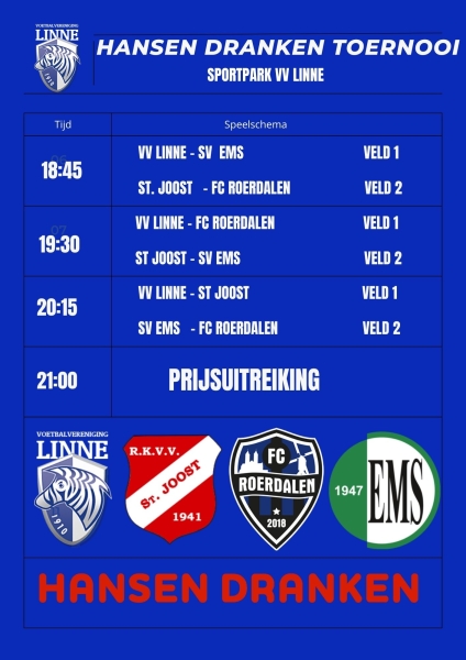 wedstrijdschema Hansen Dranken toernooi '26